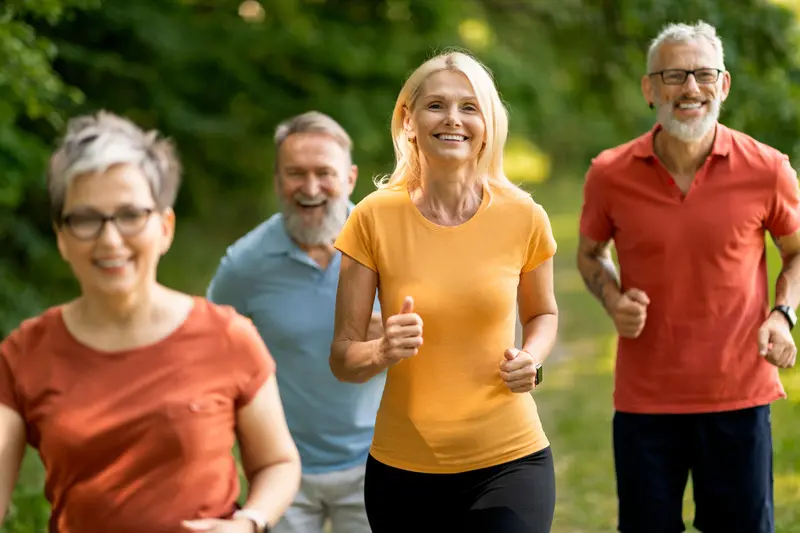 group of adults on a run
