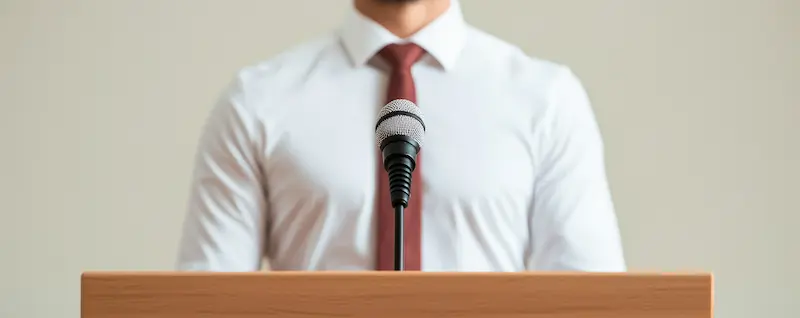 man standing in front of a lectern