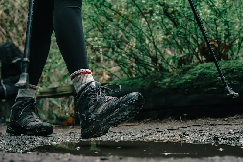 hiking along a trail
