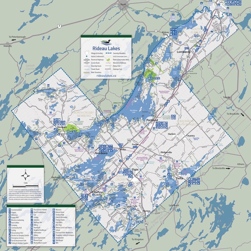 Rideau Lakes - Road Map & Guide